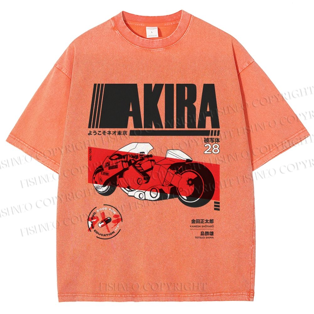 Unisex Akira Printed Washed Tee