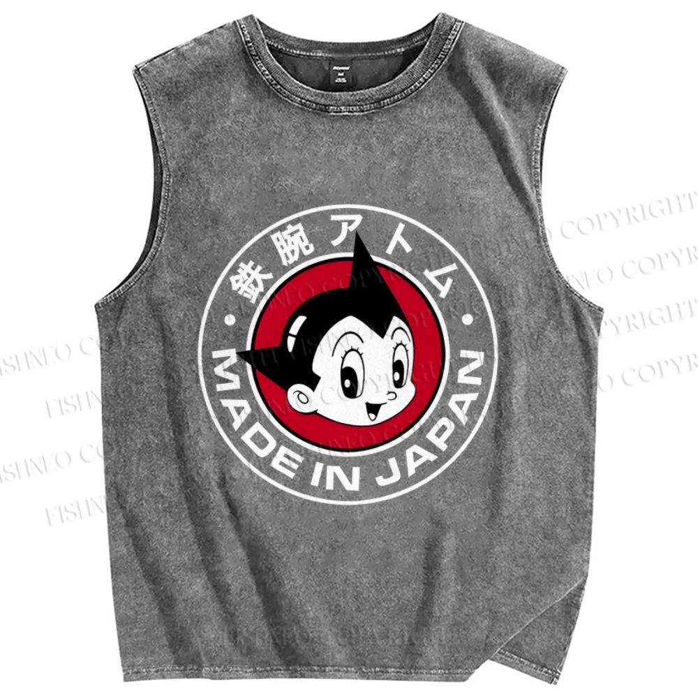 Unisex Astro Boy Printed Washed Tank Top