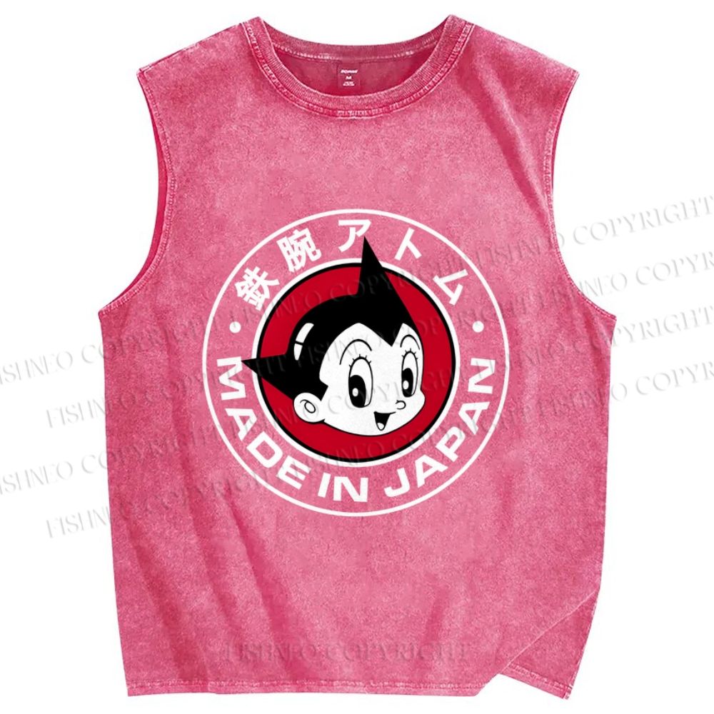 Unisex Astro Boy Printed Washed Tank Top