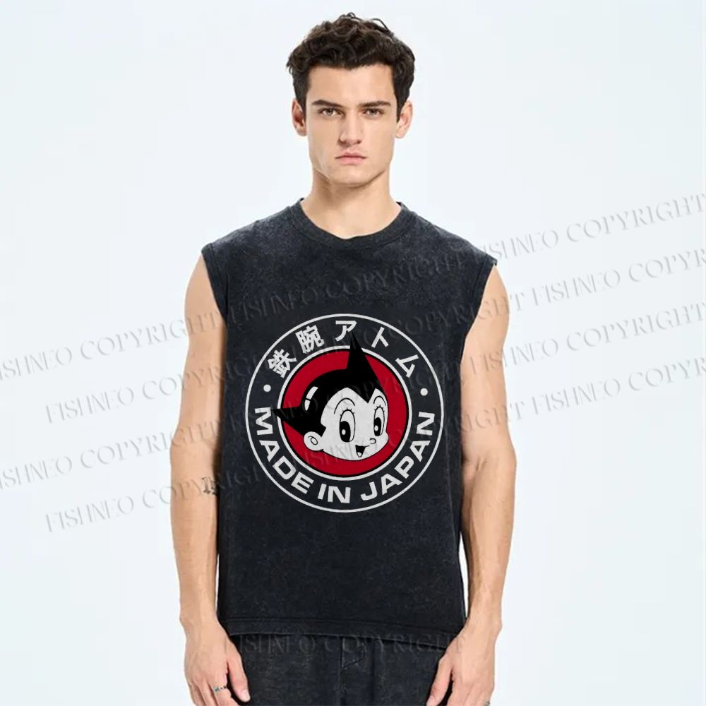 Unisex Astro Boy Printed Washed Tank Top
