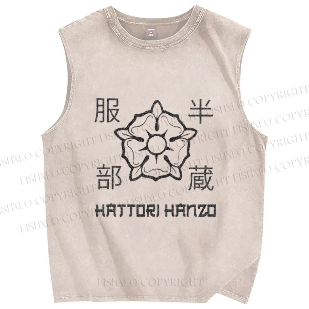 Unisex Hattori Hanzo Printed Washed Tank Top