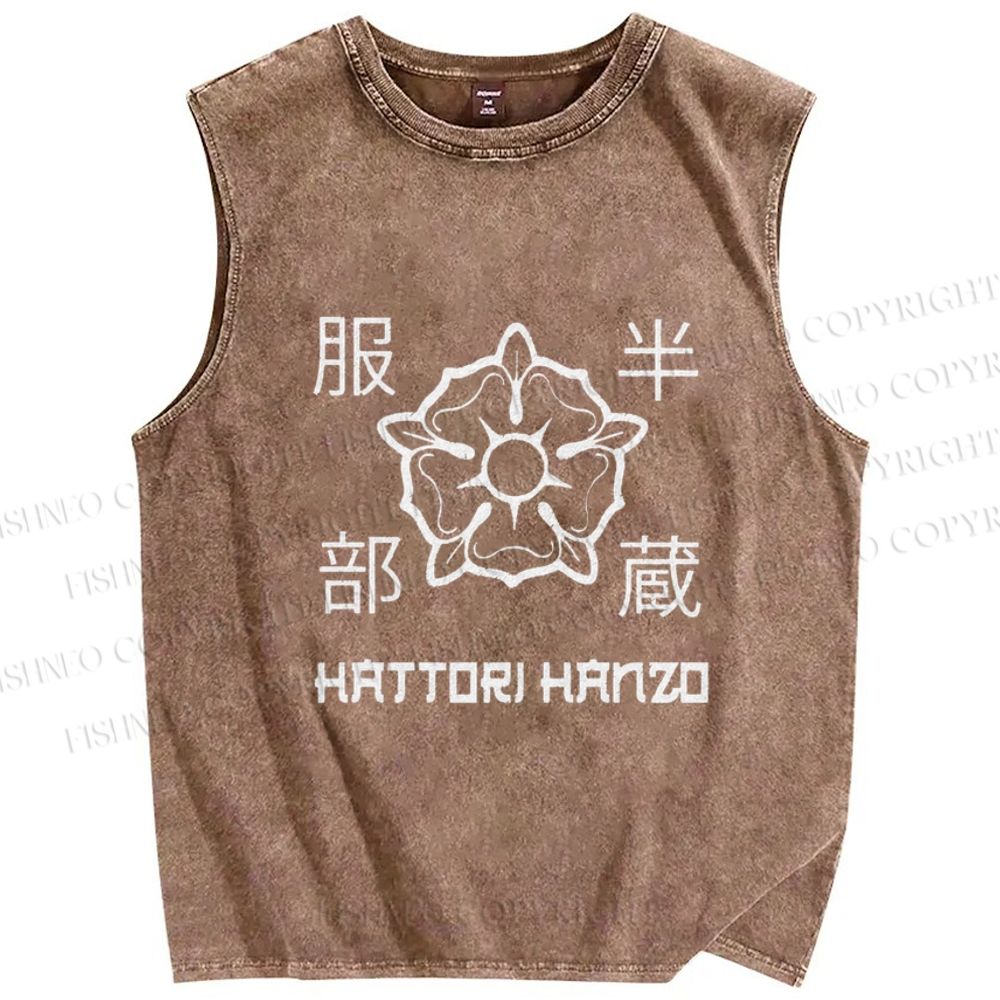 Unisex Hattori Hanzo Printed Washed Tank Top