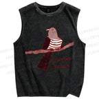 Unisex Common Cuckoo Printed Washed Tank Top