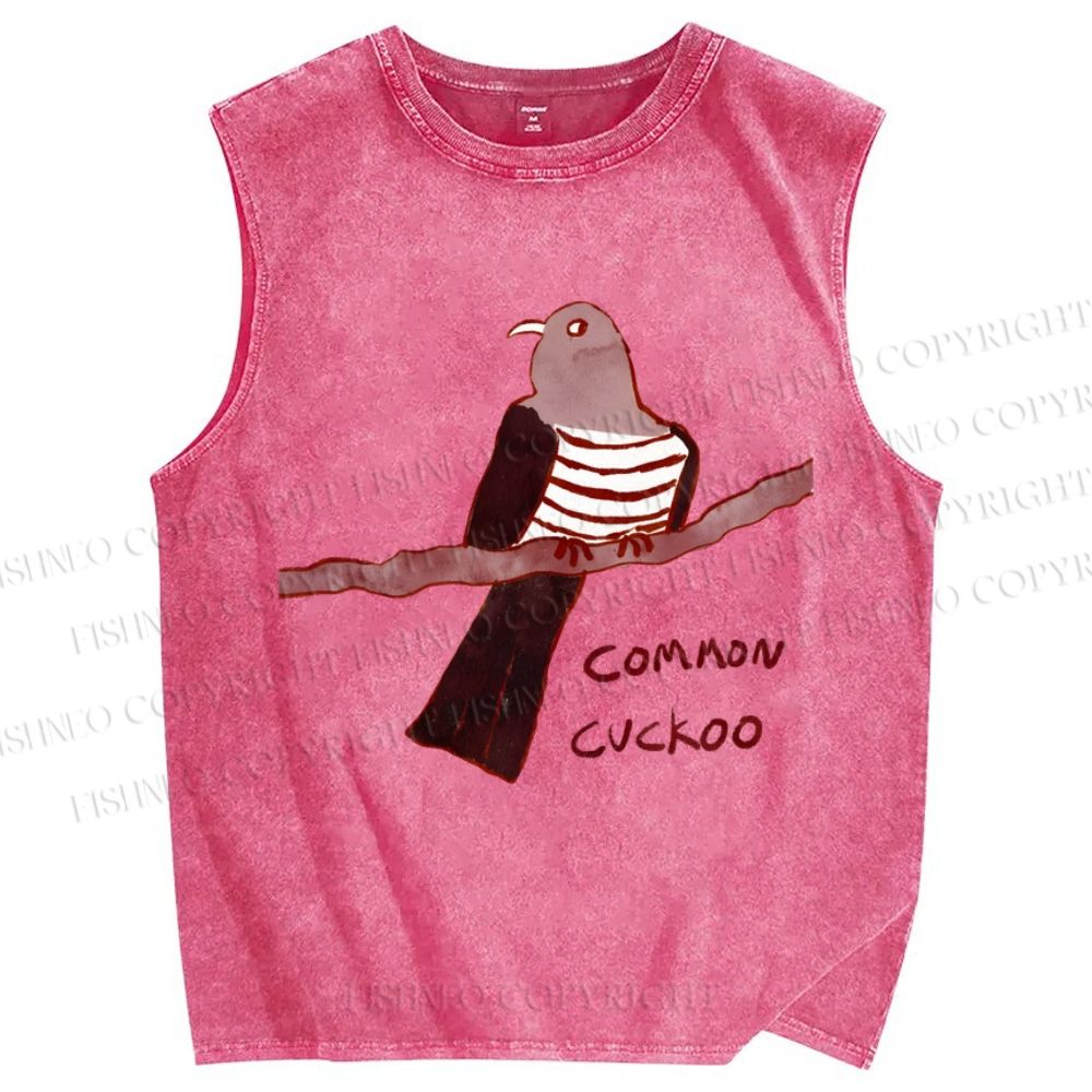 Unisex Common Cuckoo Printed Washed Tank Top