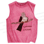 Unisex Common Cuckoo Printed Washed Tank Top