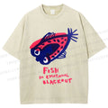 Unisex Fish In Emotional Blackout Printed Washed Tee