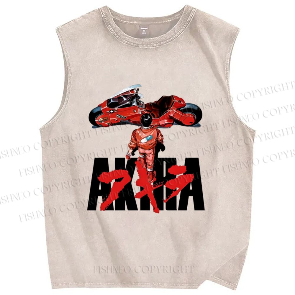 Unisex Akira Printed Washed Tank Top