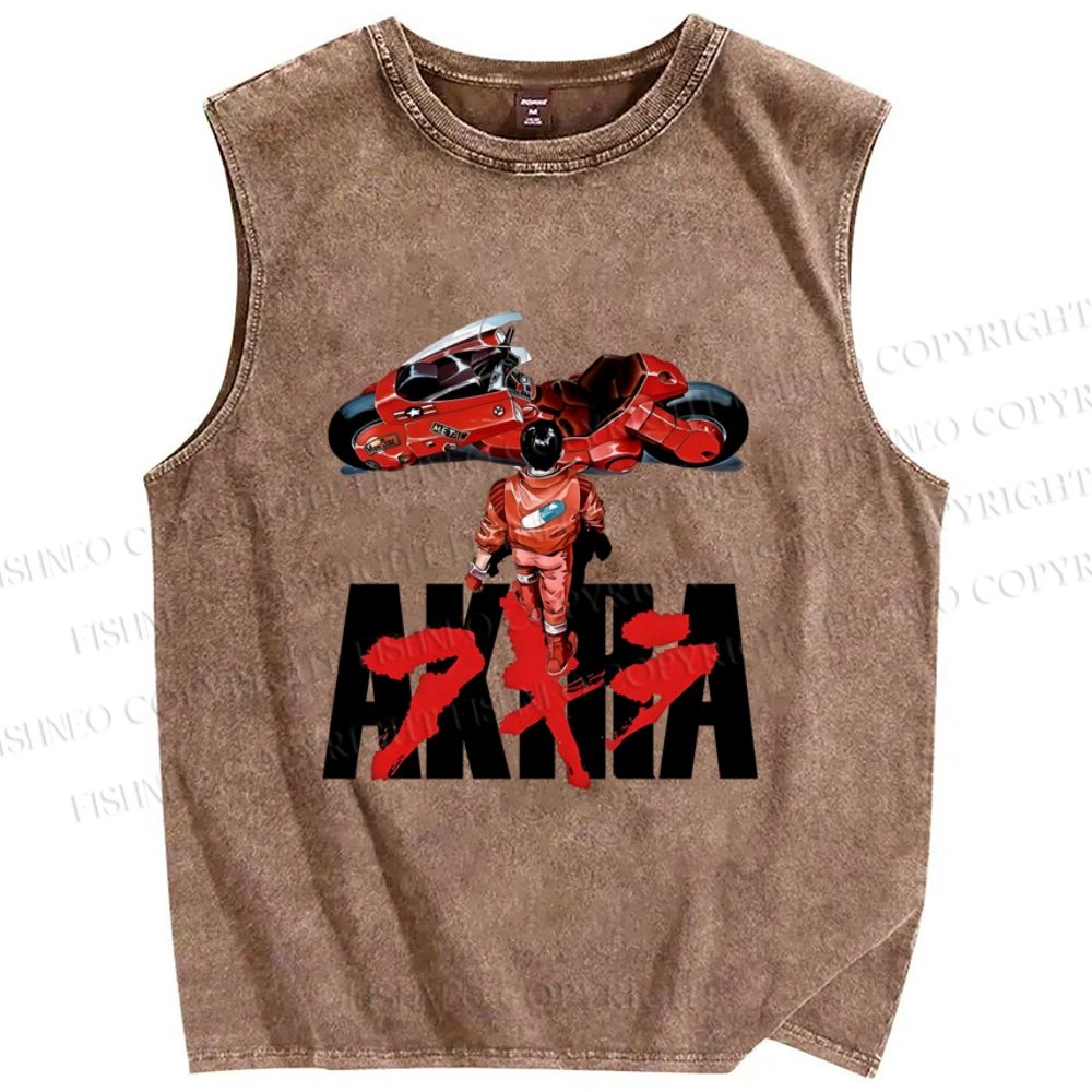 Unisex Akira Printed Washed Tank Top