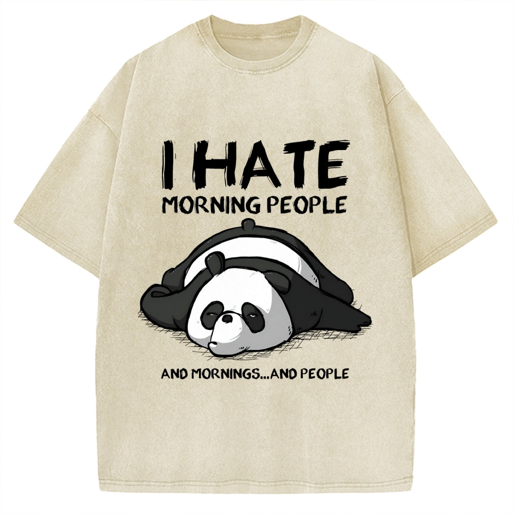 Unisex I Hate Morning People Vintage Printed Washed Tee