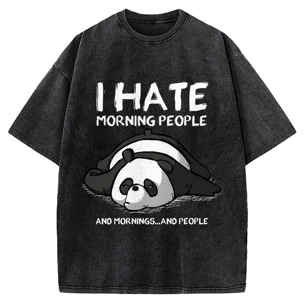 Unisex I Hate Morning People Vintage Printed Washed Tee