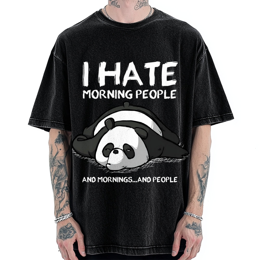 Unisex I Hate Morning People Vintage Printed Washed Tee