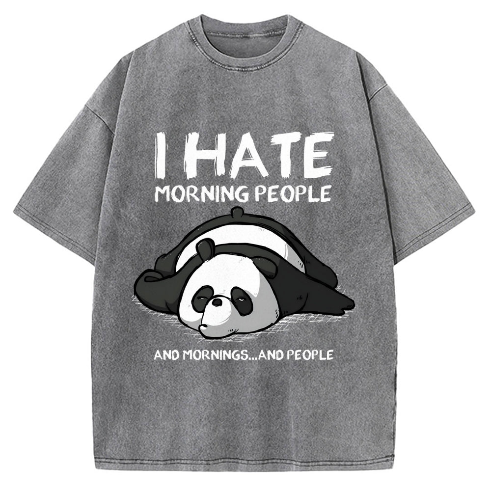 Unisex I Hate Morning People Vintage Printed Washed Tee