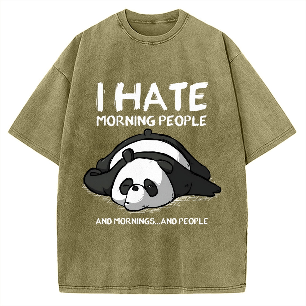 Unisex I Hate Morning People Vintage Printed Washed Tee