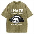 Unisex I Hate Morning People Vintage Printed Washed Tee