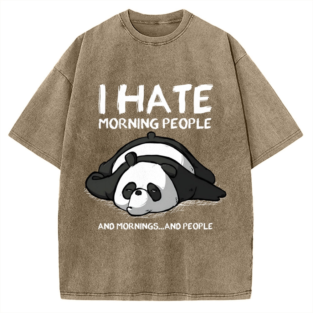 Unisex I Hate Morning People Vintage Printed Washed Tee