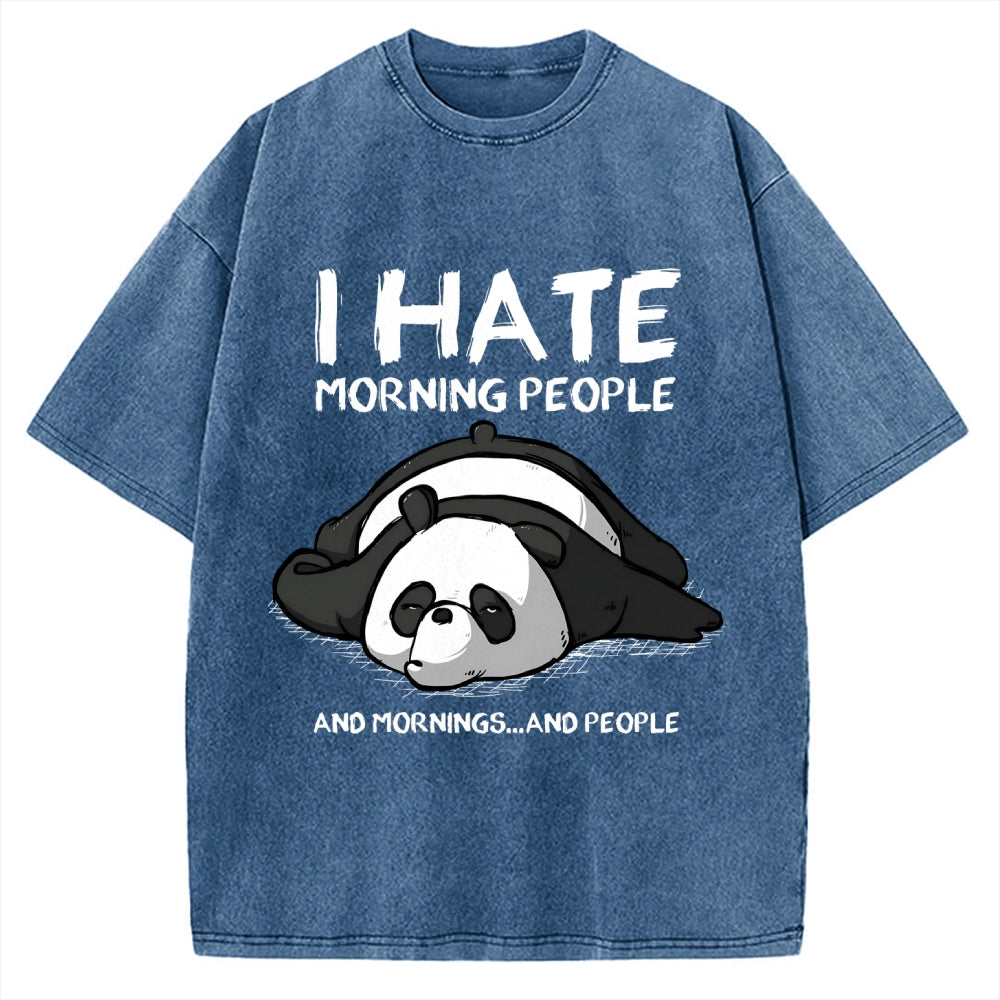 Unisex I Hate Morning People Vintage Printed Washed Tee