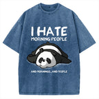 Unisex I Hate Morning People Vintage Printed Washed Tee