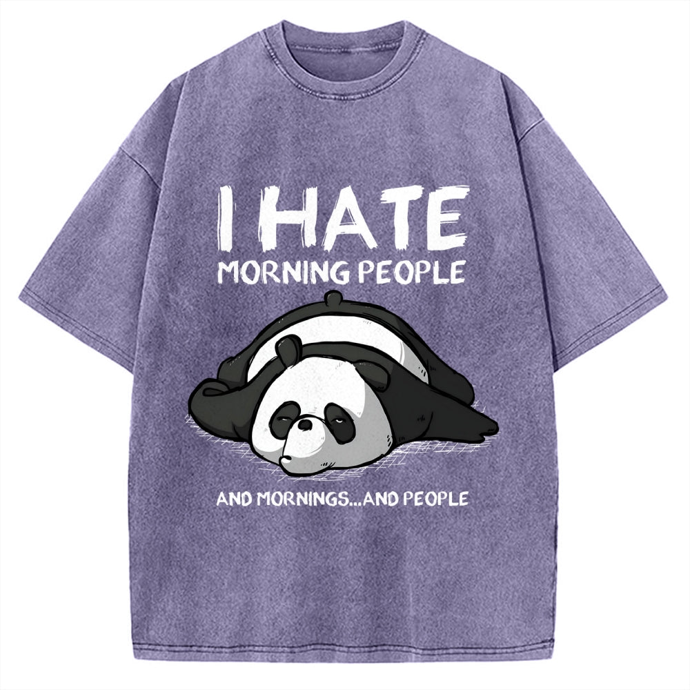 Unisex I Hate Morning People Vintage Printed Washed Tee