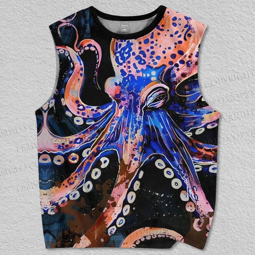 Unisex Octopus Printed Tank Top