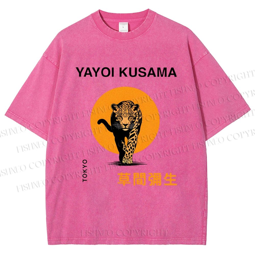 Unisex Yayoi Kusama Leopard Printed Washed Tee