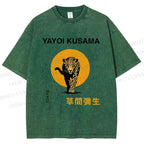 Unisex Yayoi Kusama Leopard Printed Washed Tee