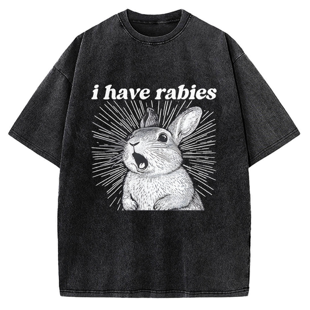 Unisex I Have Rabies Printed Washed Tee