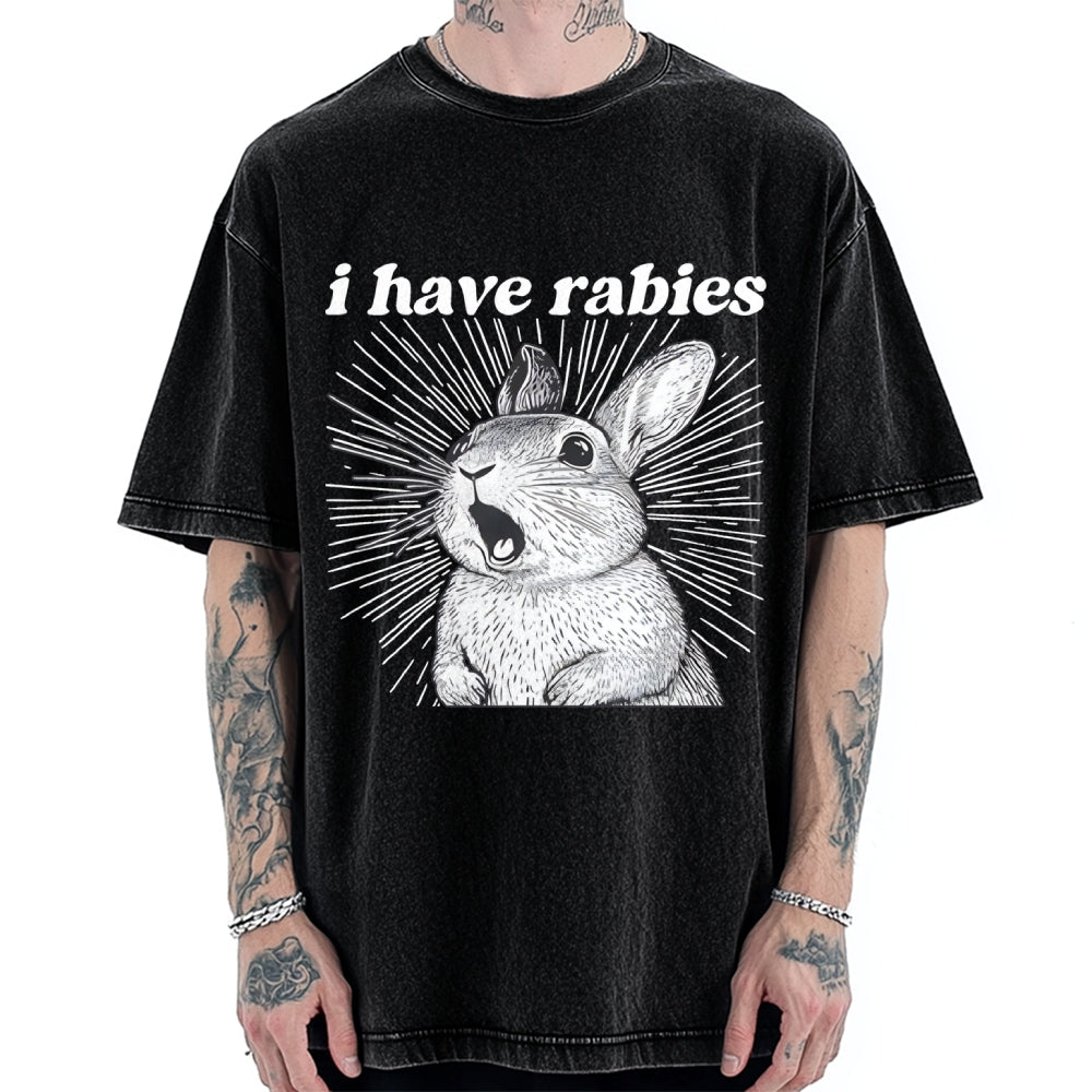 Unisex I Have Rabies Printed Washed Tee