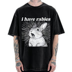 Unisex I Have Rabies Printed Washed Tee