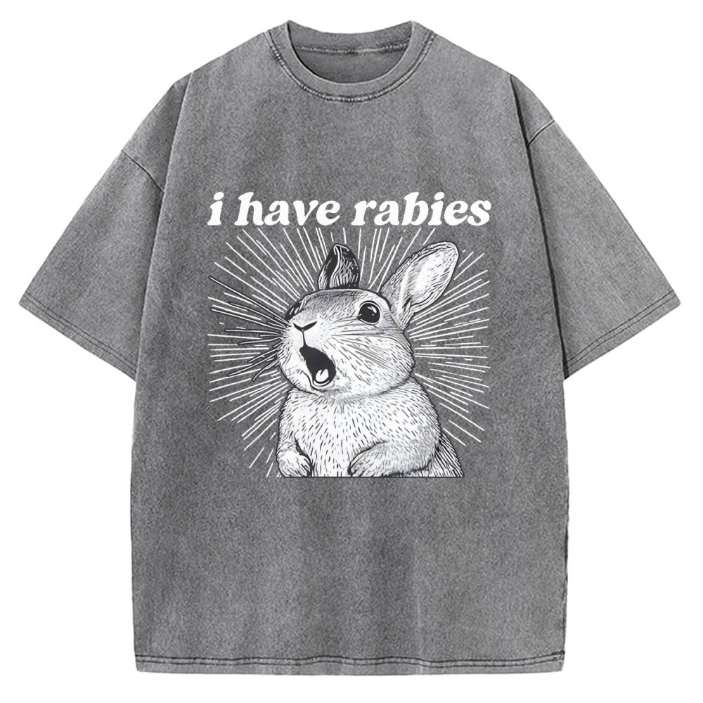 Unisex I Have Rabies Printed Washed Tee