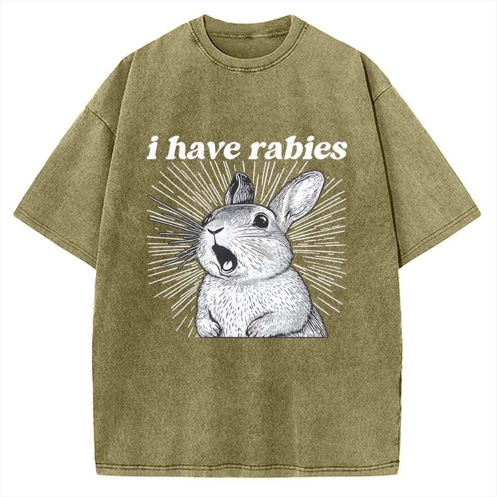 Unisex I Have Rabies Printed Washed Tee