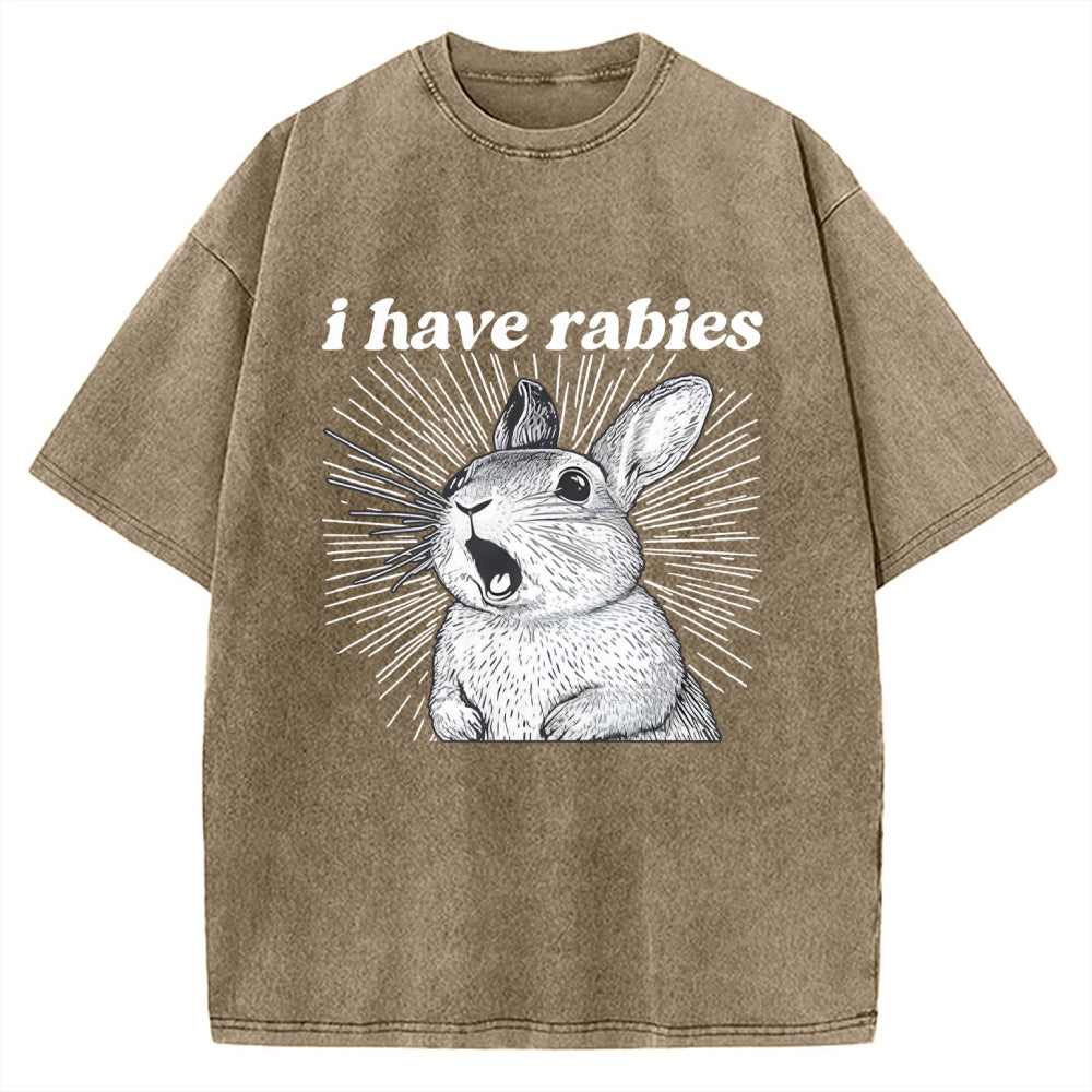 Unisex I Have Rabies Printed Washed Tee