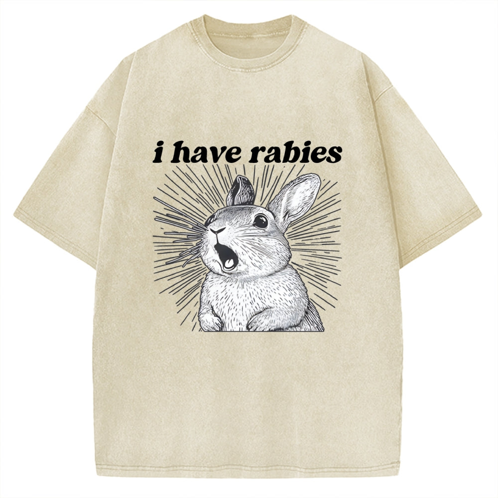 Unisex I Have Rabies Printed Washed Tee