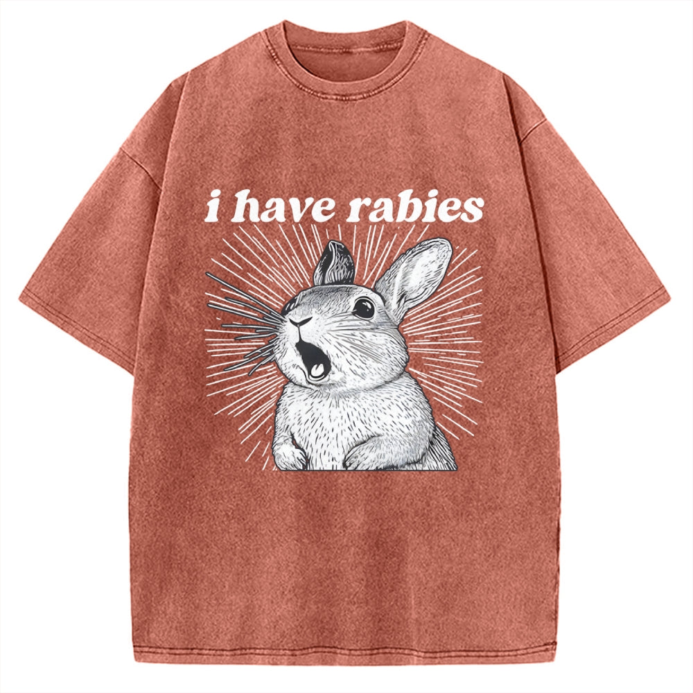 Unisex I Have Rabies Printed Washed Tee
