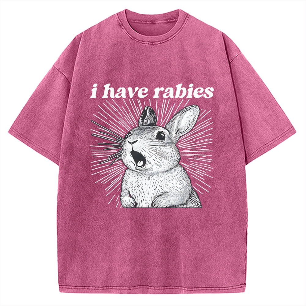 Unisex I Have Rabies Printed Washed Tee