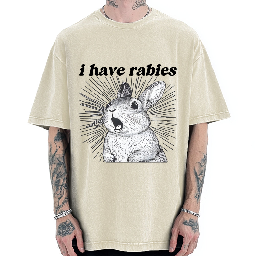 Unisex I Have Rabies Printed Washed Tee