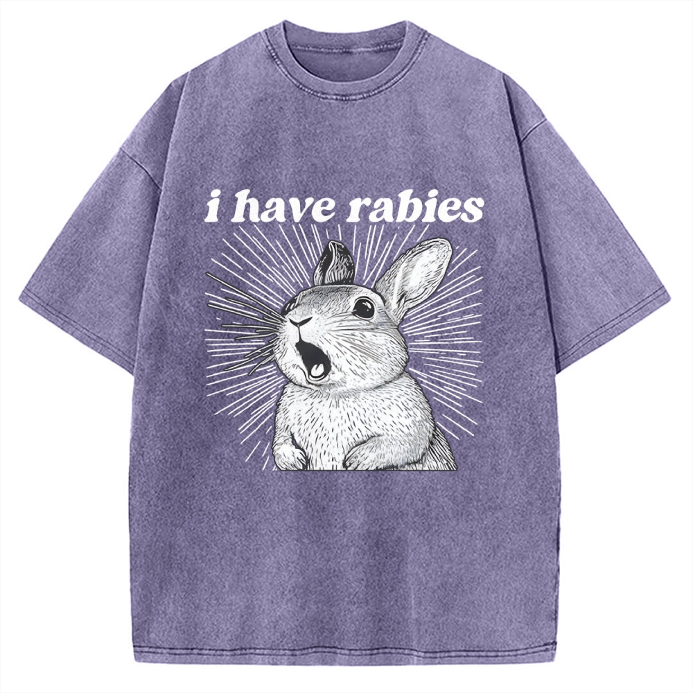 Unisex I Have Rabies Printed Washed Tee