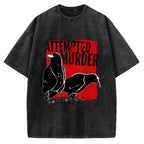 Unisex Attempted Murder Crow Printed Washed Tee