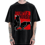 Unisex Attempted Murder Crow Printed Washed Tee