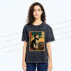 Unisex Ukiyo-e - Cat Printed Washed Tee