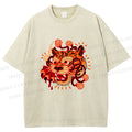 Unisex Tiger Printed Washed Tee