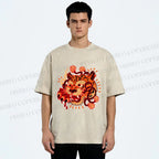 Unisex Tiger Printed Washed Tee