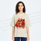 Unisex Tiger Printed Washed Tee