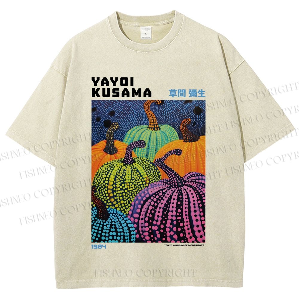 Unisex Yayoi Kusama Pumpkin Printed Washed Tee