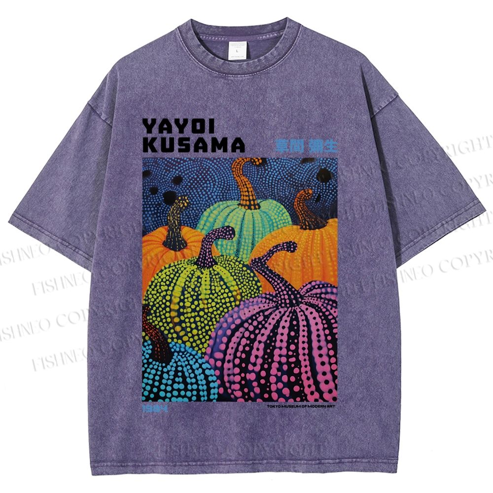 Unisex Yayoi Kusama Pumpkin Printed Washed Tee