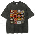Unisex All Kinds Of Owls Printed Washed Tee