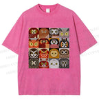 Unisex All Kinds Of Owls Printed Washed Tee