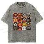 Unisex All Kinds Of Owls Printed Washed Tee