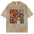 Unisex All Kinds Of Owls Printed Washed Tee