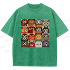 Unisex All Kinds Of Owls Printed Washed Tee