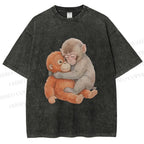 Unisex Poor Punch Printed Washed Tee